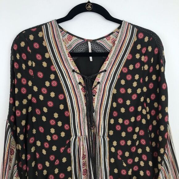 Free people bohemian printed pebble rain peasant dress - Picture 4 of 7